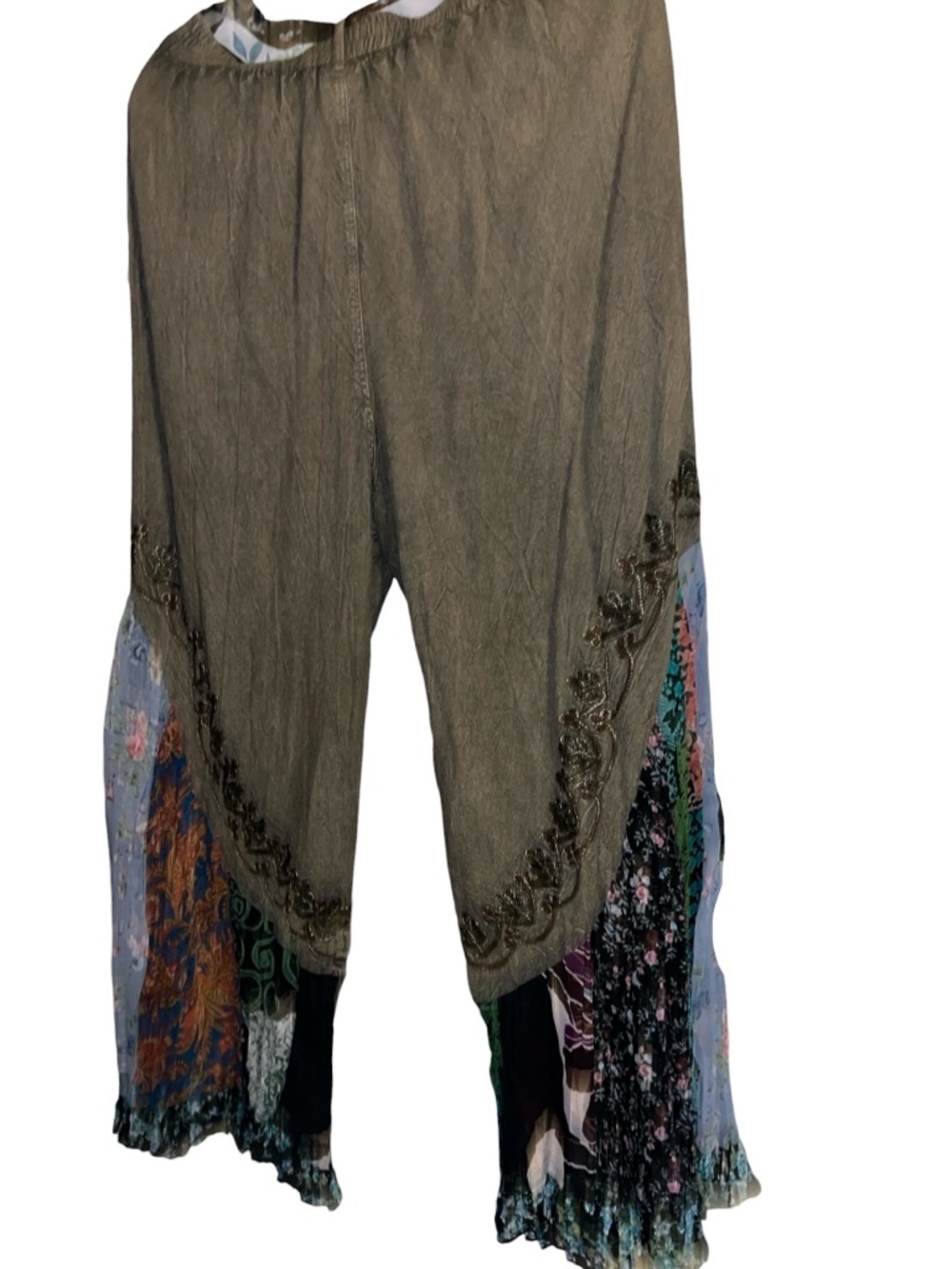 Young Threads XL Boho Wide Leg Patchwork Pants - Gravel Gray - Picture 2 of 5